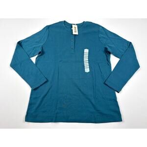 Duluth Trading‎ Longtail T Women’s Henley – XL, Meteor Blue, New